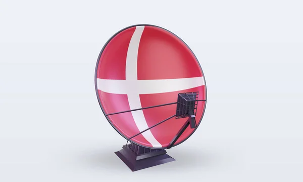 Satellite Denmark Flag Rendering Front View — стокове фото