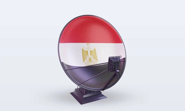 3D衛星エジプト旗のレンダリングフロントビュー — ストック写真
