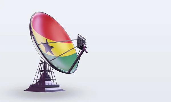 Satelita Ghana Flaga Renderowania Widok Lewo — Zdjęcie stockowe