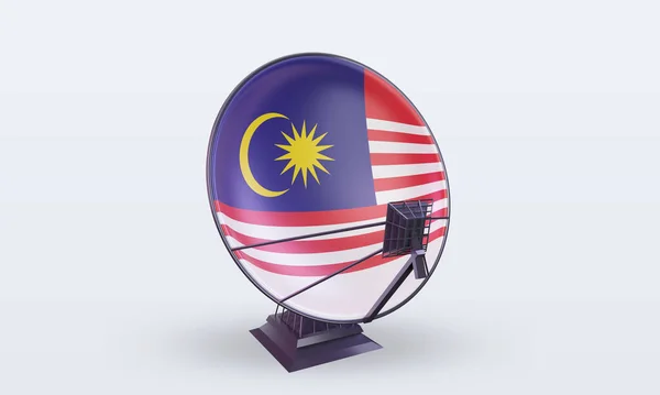 Satellite Malaysia Flag Rendering Front View — стокове фото