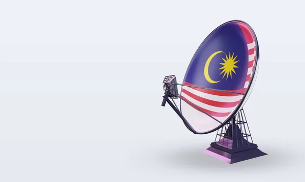 Satelita Malezja Flaga Renderowania Prawy Widok — Zdjęcie stockowe