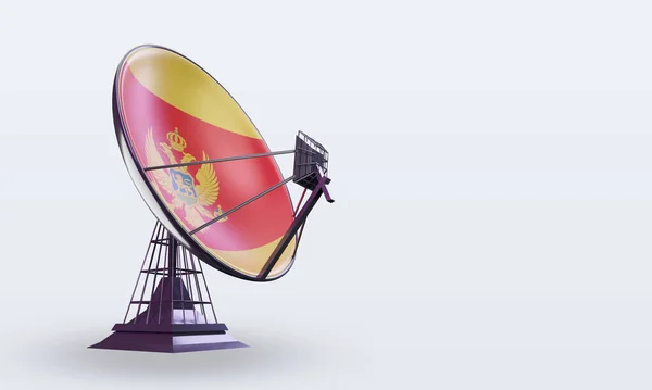 Satellite Montenegro Flag Rendering Left View — стокове фото