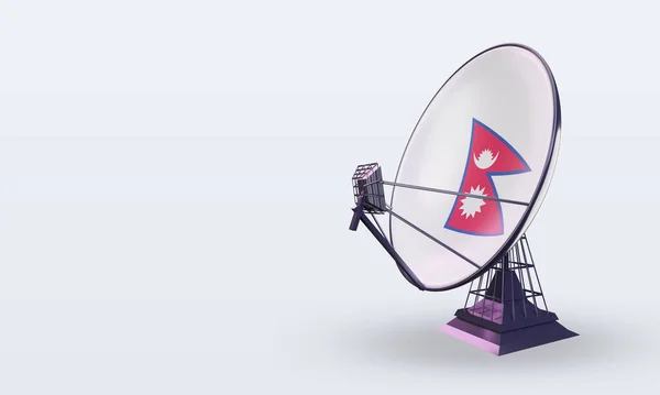Satellit Nepal Flagga Ger Högervy — Stockfoto