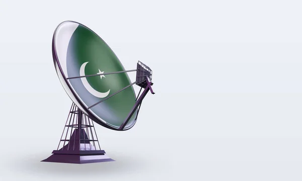 Satelita Pakistan Flaga Renderowania Lewy Widok — Zdjęcie stockowe