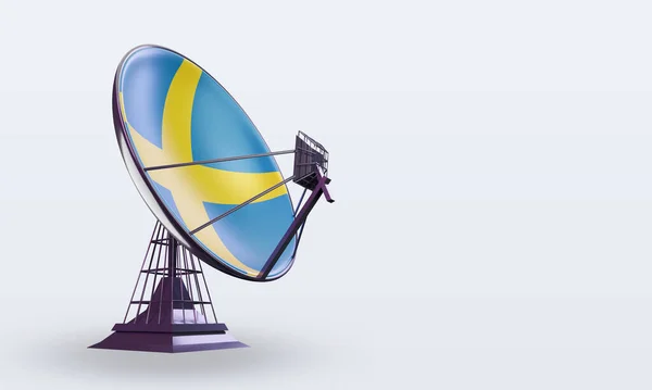 Satellit Schweden Flagge Rendering Linke Ansicht — Stockfoto