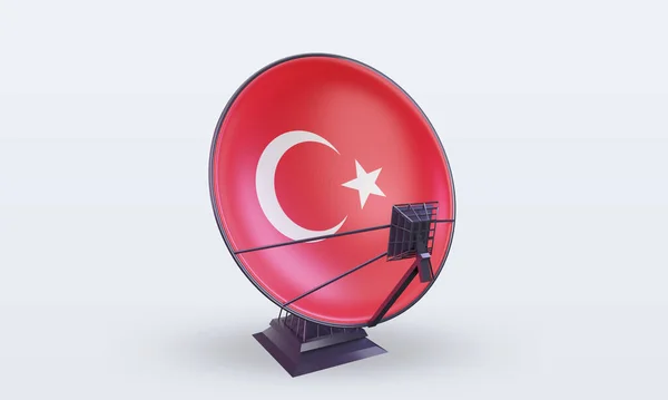 Satellite Turkey Flag Rendering Front View — Stockfoto