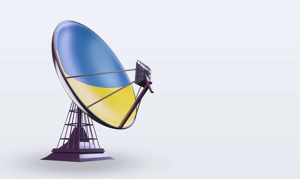 Satellite Ukraine Flag Rendering Left View — Fotografia de Stock