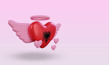3d valentine love Albania flag rendering left view