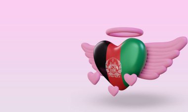 3d valentine love Afghanistan flag rendering right view