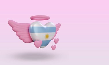 3d valentine love Argentina flag rendering left view