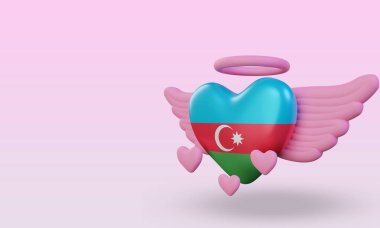 3d valentine love Azerbaijan flag rendering right view