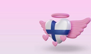 3d valentine love Finland flag rendering right view