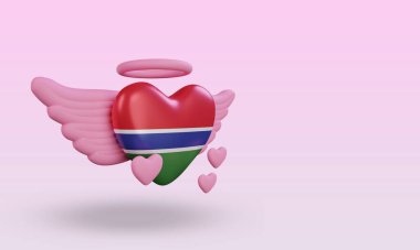 3d valentine love Gambia flag rendering left view