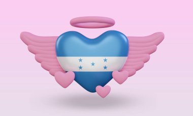 3d valentine love Honduras flag rendering front view