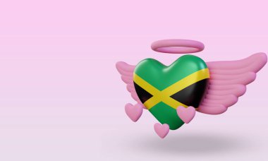 3d valentine love Jamaica flag rendering right view