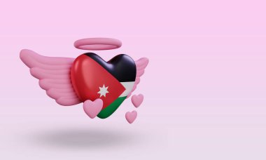 3d valentine love Jordan flag rendering left view