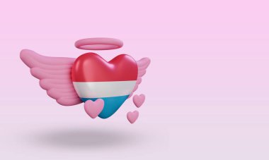 3d valentine love Luxembourg flag rendering left view