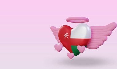 3d valentine love Oman flag rendering right view