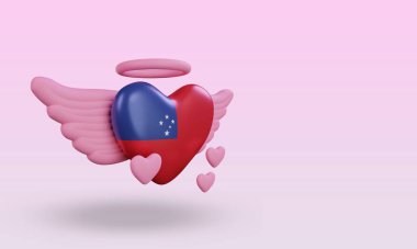 3d valentine love Samoa flag rendering left view