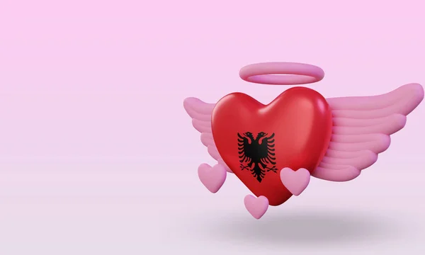 Valentine Love Albania Flag Rendering Right View — Fotografia de Stock