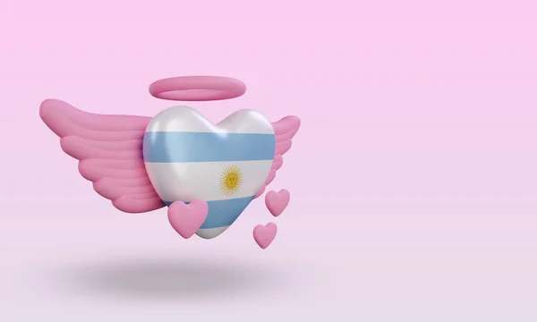 Valentine Amor Argentina Bandera Renderizado Vista Izquierda — Foto de Stock