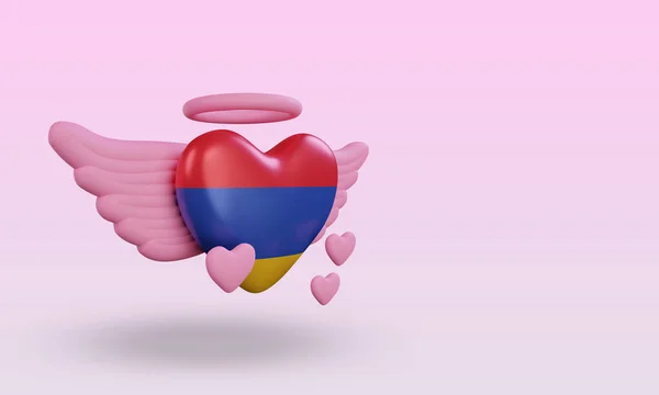Valentine Love Armenia Flag Rendering Left View — Stockfoto