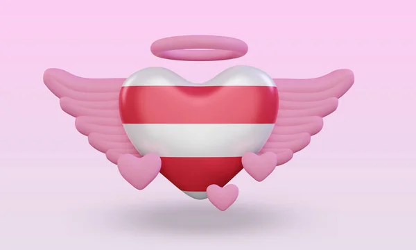 Valentine Love Austria Flag Rendering Front View — Stockfoto