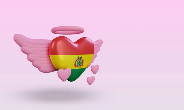 Valentine Love Bolivia Flag Rendering Left View — Fotografia de Stock