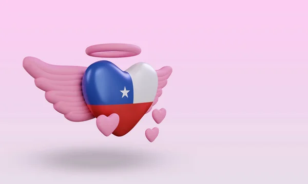 Valentine Αγάπη Χιλή Σημαία Καθιστώντας Αριστερή Άποψη — Φωτογραφία Αρχείου