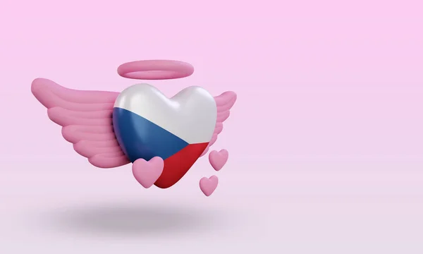 Valentine Love Czech Republic Flag Rendering Left View — Fotografia de Stock