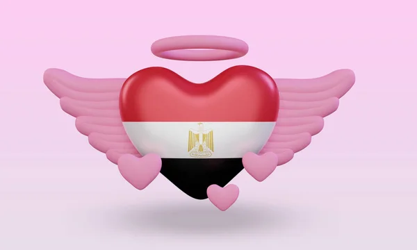Valentine Love Egypt Flag Rendering Front View — Stok fotoğraf