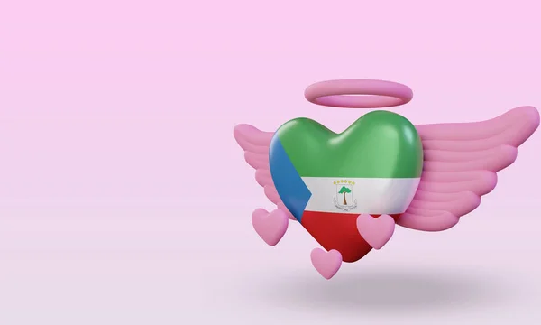 Valentine Love Equatorial Guinea Flag Rendering Right View — Stock Fotó