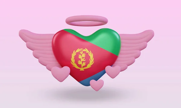 Valentine Love Eritrea Flag Rendering Front View — Fotografia de Stock