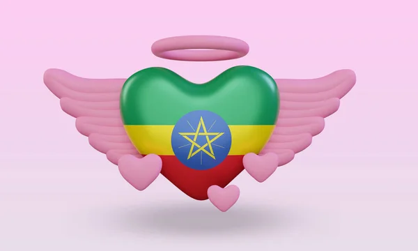 Valentine Love Ethiopia Flag Rendering Front View — Stock Fotó