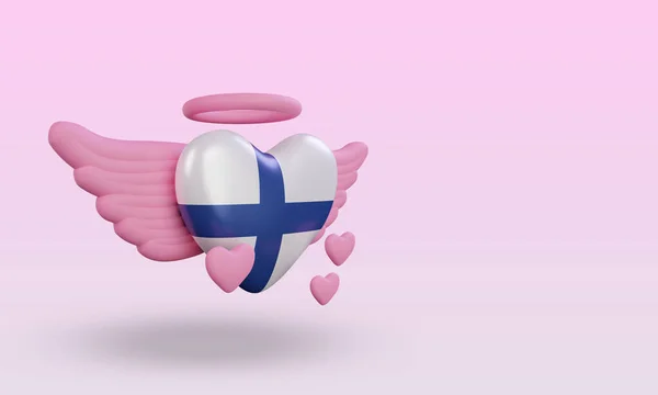 Valentine Amor Finlandia Bandera Representación Vista Izquierda — Foto de Stock
