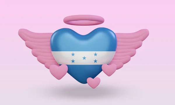 Valentine Love Honduras Flag Rendering Front View — Stok fotoğraf