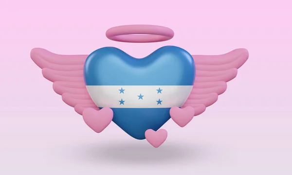3d valentine love Honduras flag rendering front view