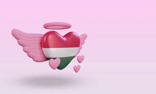 Valentine Love Hungary Flag Rendering Left View — Fotografia de Stock