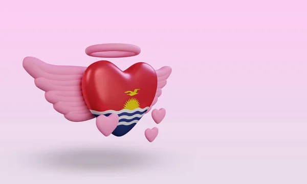 Valentine Love Kiribati Flag Rendering Left View — Zdjęcie stockowe