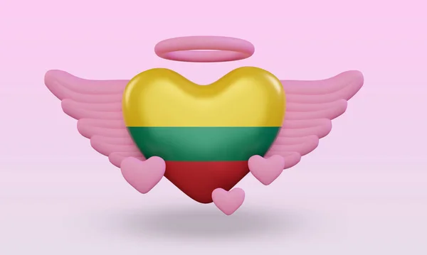 Valentine Love Lithuania Flag Rendering Front View — Fotografia de Stock