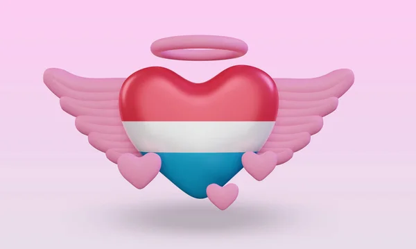 3d valentine love Luxembourg flag rendering front view