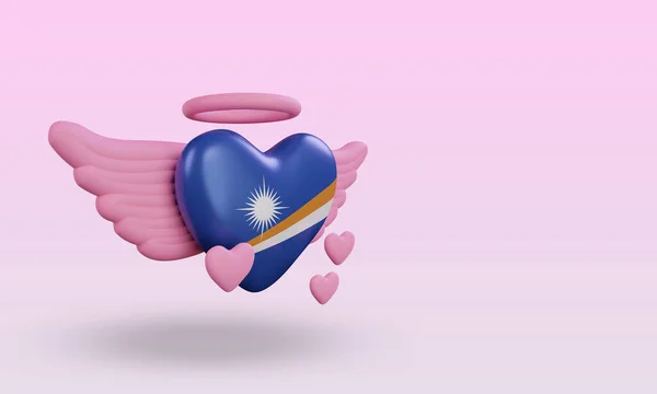 Valentine Love Marshall Islands Flag Rendering Left View — Stockfoto