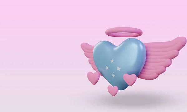 3d valentine love Micronesia flag rendering right view