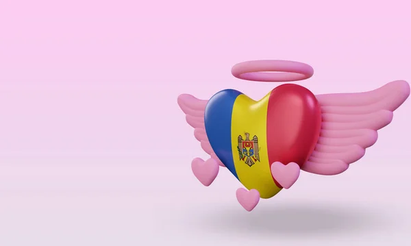 3d valentine love Moldova flag rendering right view