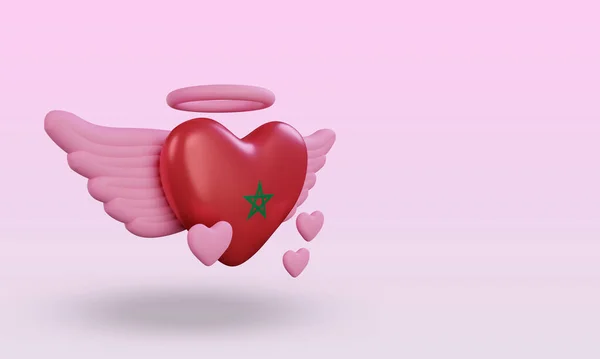 Valentine Love Morocco Flag Rendering Left View — Fotografia de Stock