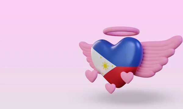 Valentine Amor Filipinas Bandera Representación Vista Derecha —  Fotos de Stock