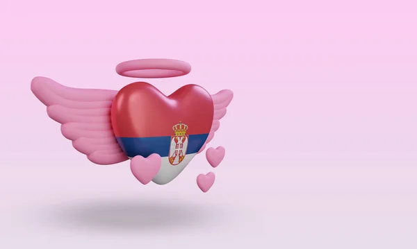 Valentine Love Serbia Flag Rendering Left View — Stock Photo, Image
