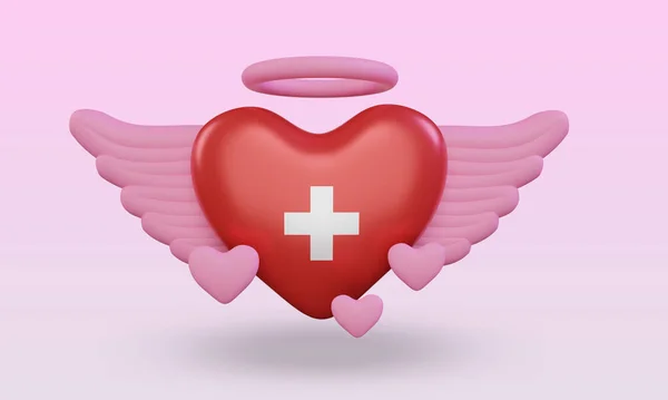 Valentine Love Switzerland Flag Rendering Front View — Zdjęcie stockowe