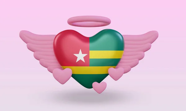 Valentine Love Togo Flag Rendering Front View — Foto Stock