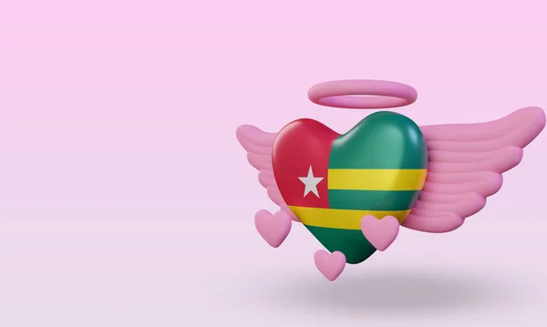 Valentine Love Togo Flag Rendering Right View — Stock Fotó